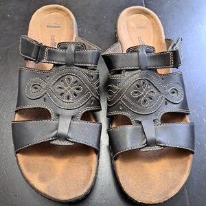 Clarks Leisa Higley Black Leather Sandals  Size 12